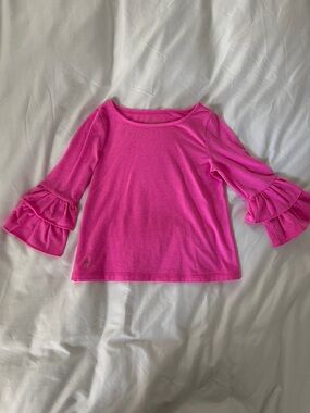 Girls' Hot Pink Ruffle Sleeve Top